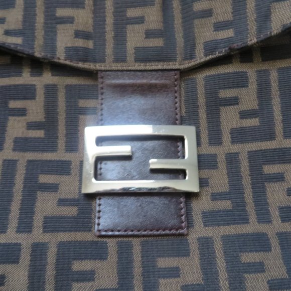 ❤️ Auth FENDI Double Flap Zucca Canvas & Leather Shoulder Bag Italy +DUSTBAG - Picture 4 of 15